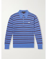 Wales Bonner - Beam Striped Wool And Cotton Polo Shirt - Lyst