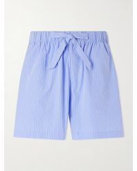 Tekla - Straight-Leg Striped Organic Cotton-Poplin Shorts - Lyst