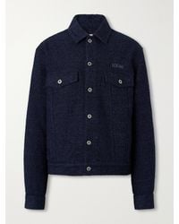 Loewe - Logo-Embroidered Textured Denim Jacket - Lyst