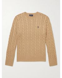 Polo Ralph Lauren - Logo-Embroidered Cable-Knit Cotton Sweater - Lyst