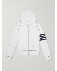 Thom Browne - Striped Cotton-jersey Zip-up Hoodie - Lyst