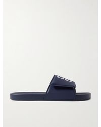 Givenchy - Logo-print Debossed Faux Leather Slides - Lyst