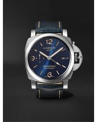 Panerai Luminor Gmt Automatic 44mm Stainless Steel And Alligator Watch - Blue