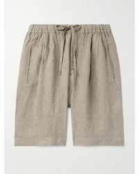 Massimo Alba - Kevin gerade geschnittene Shorts aus Leinen mit Kordelzugbund und Falten - Lyst