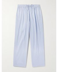 Umit Benan - Julian Straight-Leg Silk And Cotton-Blend Drawstring Trousers - Lyst