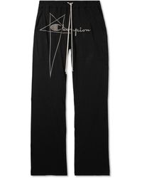 Rick Owens - Champion Dietrich Straight-leg Logo-embroidered Cotton-jersey Sweatpants - Lyst