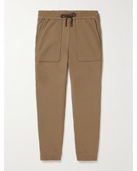 Loro Piana - Tapered Leather-trimmed Cotton-blend Jersey Sweatpants - Lyst