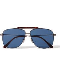 Tom Ford - Aviator-style Silver-tone And Tortoiseshell Acetate Sunglasses - Lyst