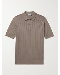 John Smedley - Ribbed Sea Island Cotton Polo Shirt - Lyst