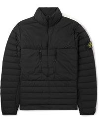 Stone Island - Logo-Appliquéd Quilted Shell Half-Zip Down Jacket - Lyst
