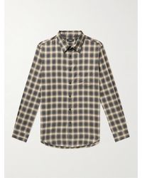 Theory Noll Checked Cotton-flannel Shirt - Grey
