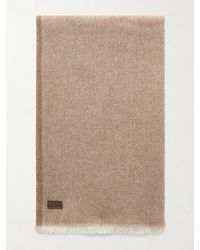 Canali - Frayed Herringbone Wool And Cashmere-Blend Scarf - Lyst