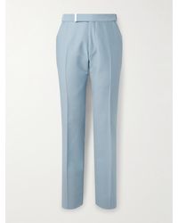 Tom Ford - Slim-fit Tapered Belted Wool And Silk-blend Twill Trousers - Lyst