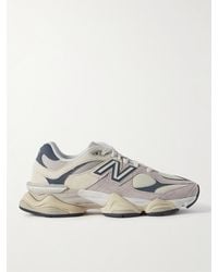 New Balance - 9060 Logo-applique Leather And Mesh Low-top Trainers - Lyst