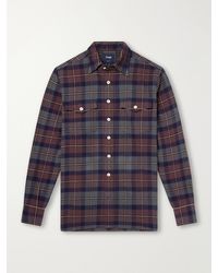 Drake's - Brushed Checked Cotton-Flannel Shirt - Lyst