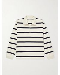 FRAME - Logo-Embroidered Striped Cotton Sweater - Lyst