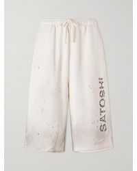 Satoshi Nakamoto - Drifter Straight-Leg Logo-Embellished Paint-Splattered Cotton-Jersey Shorts - Lyst