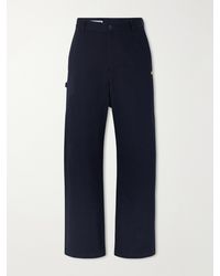 Loewe - Logo-Embroidered Wide-Leg Cotton-Blend Drill Trousers - Lyst