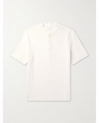 Brunello Cucinelli - Ribbed Cotton And Linen-Blend Henley T-Shirt - Lyst