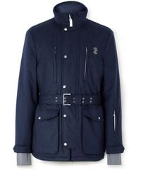 Brunello Cucinelli - Belted Stretch-Jersey Trimmed Padded Wool-Felt Ski Jacket - Lyst