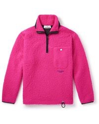 Stone Island - Marina Logo-Embroidered Shell-Trimmed Wool-Blend Fleece Half-Zip Sweater - Lyst