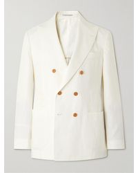 Brunello Cucinelli - Double-breasted Linen Suit Jacket - Lyst