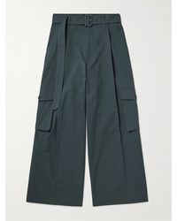 Dries Van Noten - Wide-leg Belted Pleated Cotton Cargo Trousers - Lyst