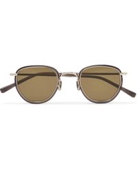 Eyevan 7285 Round-frame Acetate And Gold-tone Sunglasses - Gray