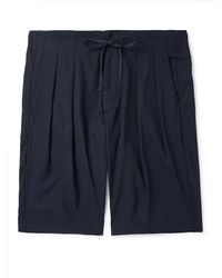 Monitaly - Straight-Leg Pleated Cotton Shorts - Lyst