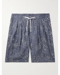 Monitaly - Gerade geschnittene Shorts aus bestickter Baumwolle mit Kordelzugbund - Lyst