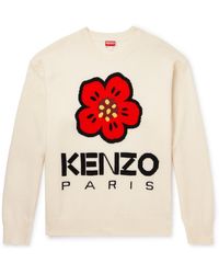KENZO - Logo-jacquard Wool Sweater - Lyst