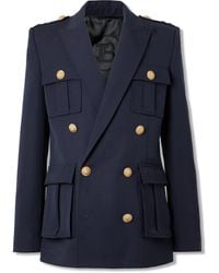 Balmain - Double-Breasted Wool-Canvas Blazer - Lyst