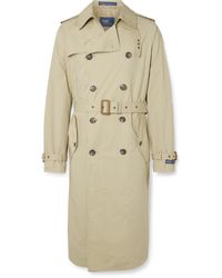 Polo Ralph Lauren - Double-breasted Belted Brushed Cotton-blend Twill Trench Coat - Lyst