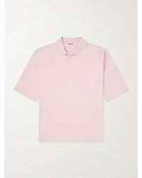 AURALEE - Knitted Silk Polo Shirt - Lyst