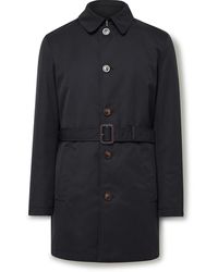 Canali - Leather-trimmed Belted Padded Twill Trench Coat - Lyst