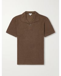 Sunspel - Linen-Piqué Polo Shirt - Lyst
