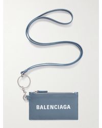 Balenciaga - Logo-Print Full-Grain Leather Cardholder With Lanyard - Lyst