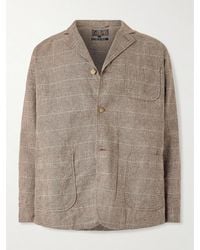 Beams Plus - Oversized Unstructured Prince Of Wales Checked Linen Suit Jacket - Lyst