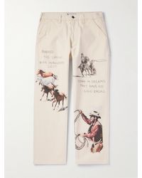 One Of These Days - Fort Courage Straight-leg Printed Cotton-canvas Trousers - Lyst