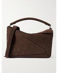 Loewe - Puzzle Edge Large Logo-Debossed Nubuck Messenger Bag - Lyst
