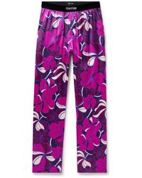 Tom Ford - Straight-leg Velvet-trimmed Printed Stretch-silk Pyjama Trousers - Lyst