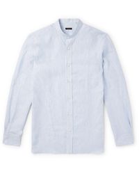 Rubinacci - Grandad-collar Striped Linen Shirt - Lyst
