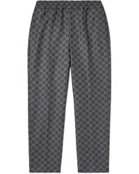 Gucci - Tapered Cropped Monogrammed Wool-flannel Trousers - Lyst