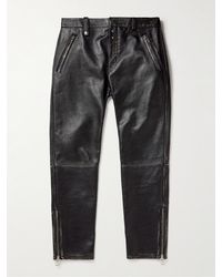 Alexander McQueen - Slim-fit Zip-detailed Leather Trousers - Lyst