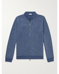 Peter Millar West Shore Cotton-blend Fleece Zip-up Sweatshirt - Blue