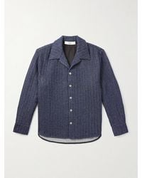 Séfr - Wes Camp-Collar Textured Cotton-Blend Shirt - Lyst