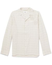 NN07 - Ben 50041 Camp-Collar Embroidered Checked Organic Cotton-Blend Shirt - Lyst