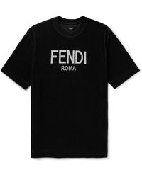 Fendi Logo Printed Crewneck Sweatshirt in Natural for Men | Lyst