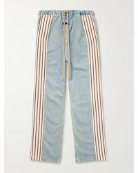 Fear Of God - Forum Straight-leg Striped Canvas-trimmed Drawstring Jeans - Lyst