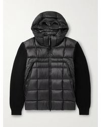 C.P. Company - Logo-Appliquéd Quilted Ripstop And Waffle-Knit Wool Hooded Down Jacket - Lyst
